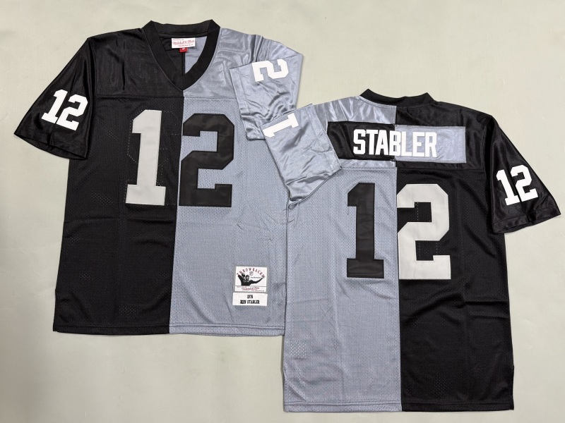 Men 2025 Nike Oakland Raiders #12 Stabler black grey Throwback Limited NFL Jersey style 001->oakland raiders->NFL Jersey